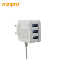 Travel 5V 3A 3 Ports USB EU Wall AC Adptive Fast Charger Adapter Plug with attached cable
